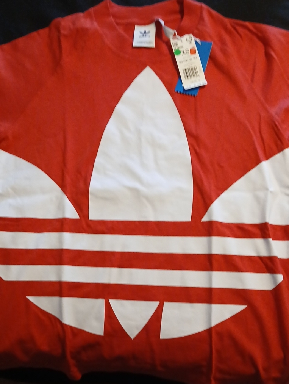 adidas Red Tee with Oversized White Trefoil Graphic